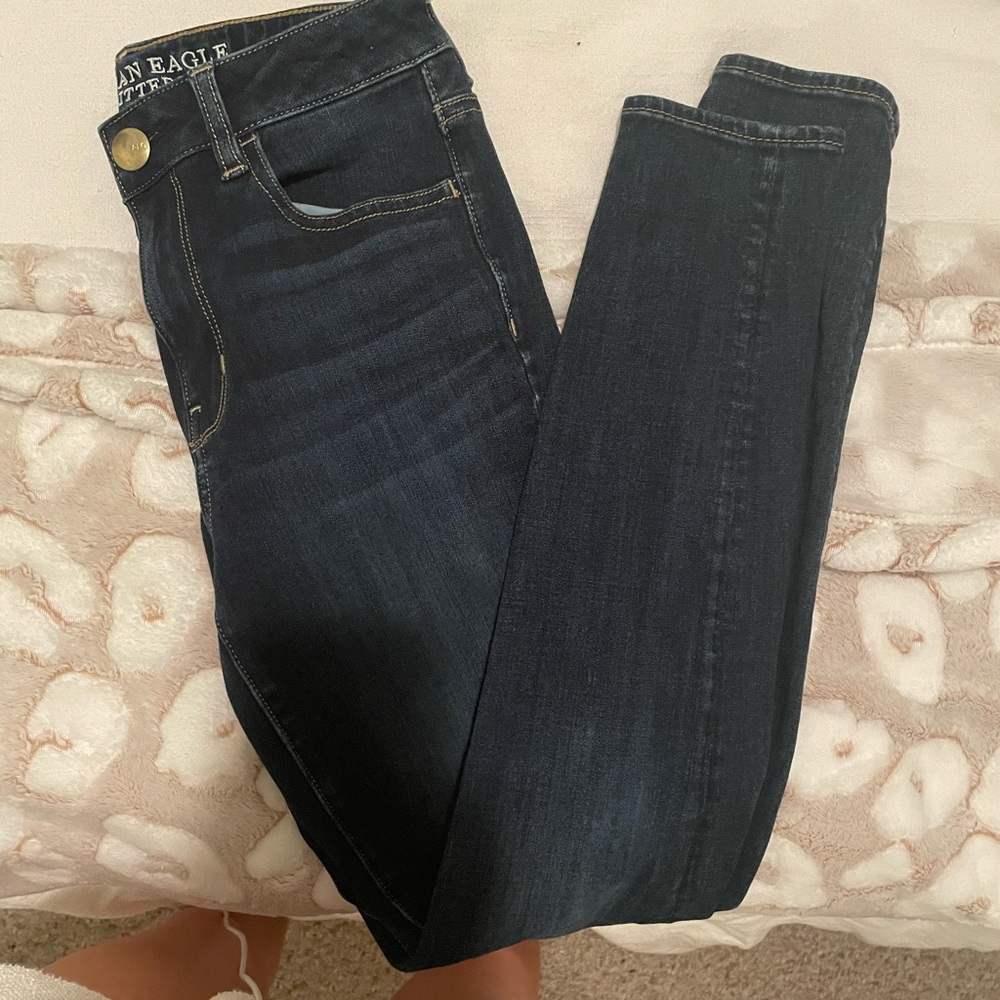American eagle dark blue skinny jeans super stretchy size 2